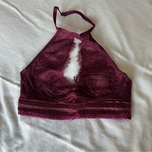 Women's Lace Halter Bralette - Burgundy